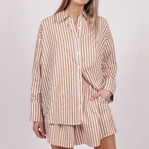 Brunette the label striped top-in caramel colour